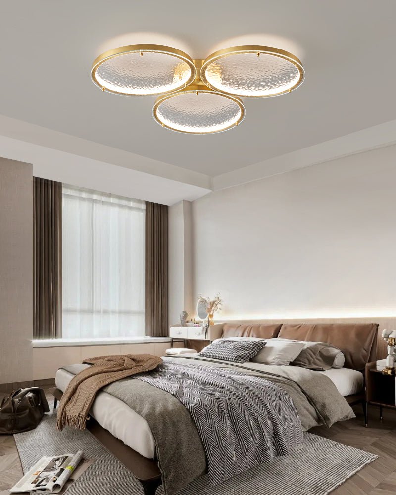 Itale Unique Rings Golden Brass Glass Ceiling Light-Neutral Decor