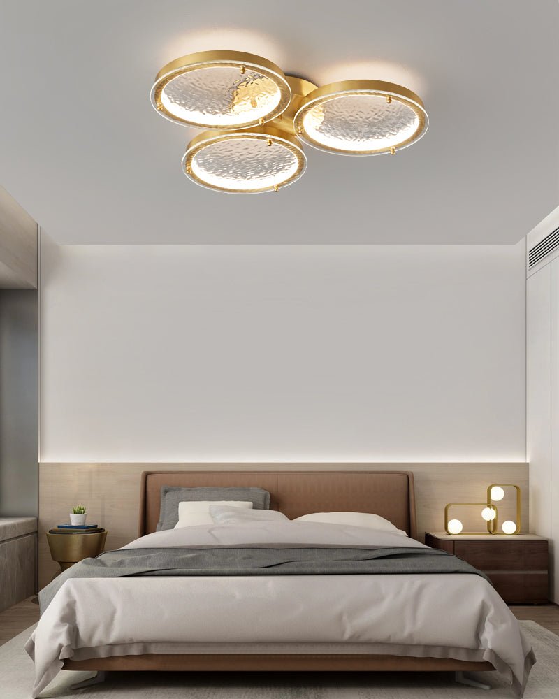 Itale Unique Rings Golden Brass Glass Ceiling Light-Neutral Decor