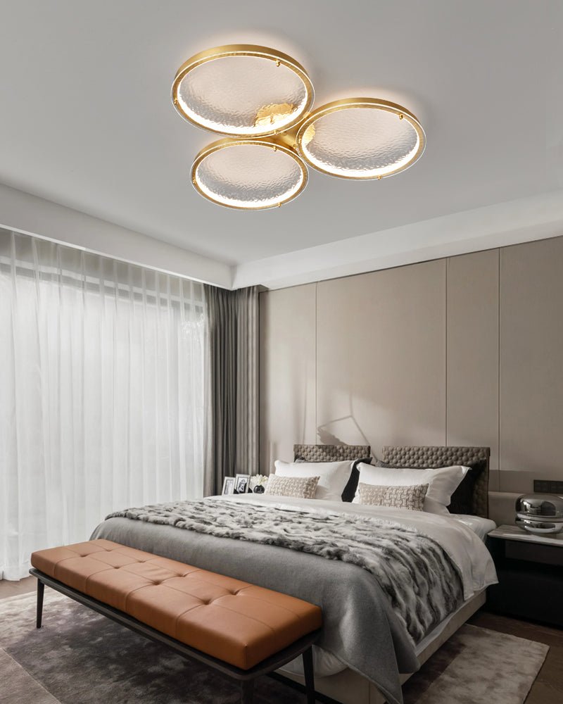 Itale Unique Rings Golden Brass Glass Ceiling Light-Neutral Decor