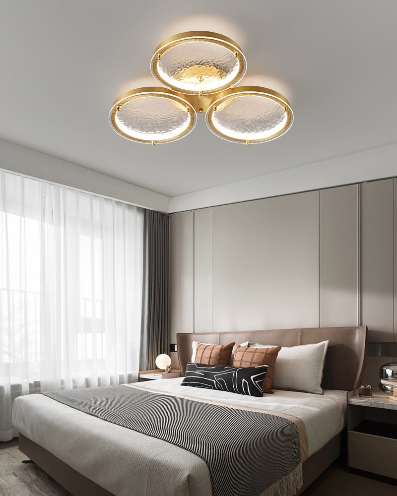 Itale Unique Rings Golden Brass Glass Ceiling Light-Neutral Decor