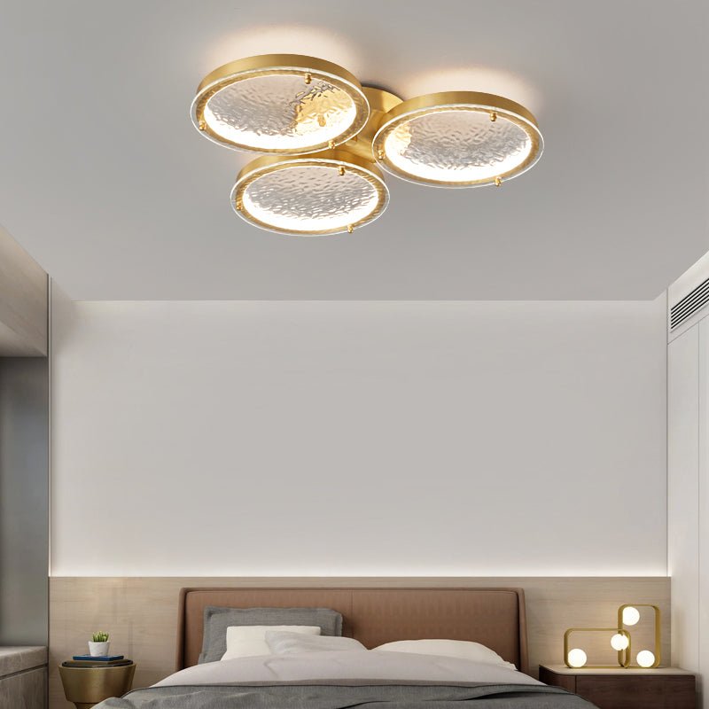 Itale Unique Rings Golden Brass Glass Ceiling Light-Neutral Decor