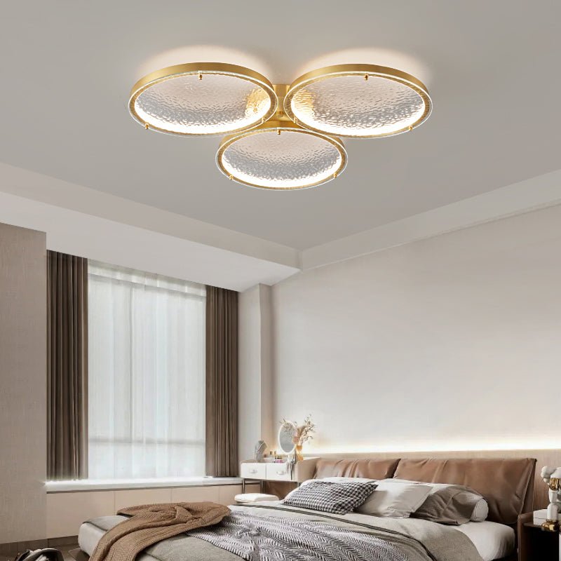Itale Unique Rings Golden Brass Glass Ceiling Light-Neutral Decor