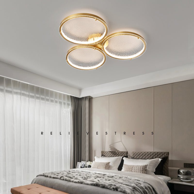 Itale Unique Rings Golden Brass Glass Ceiling Light-Neutral Decor