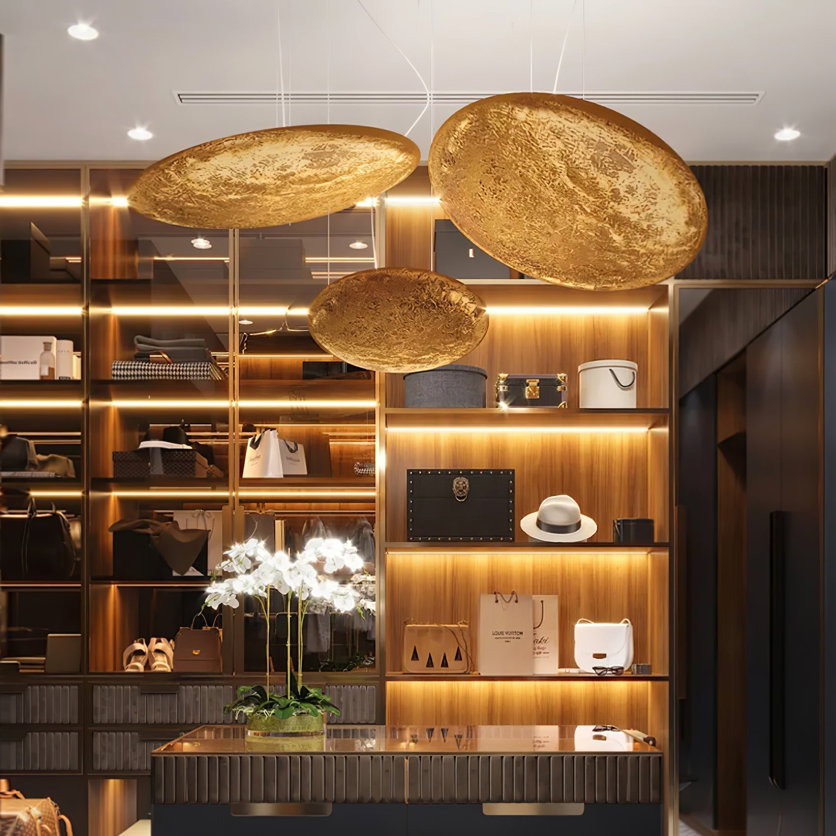 Rusken Gold Foil Pendant Lamp-Neutral Decor