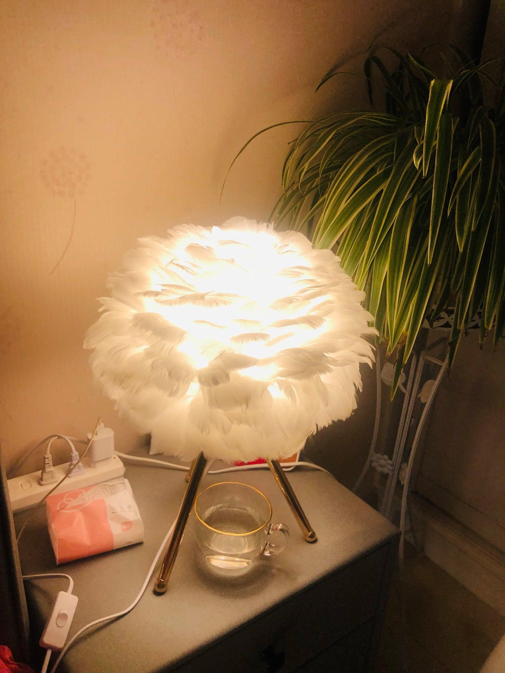 Nilo Feather Feminine Table Lamp-Neutral Decor