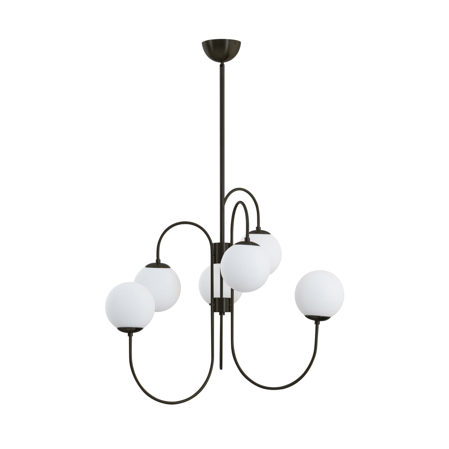 Lustra Chandelier Brass Globe Cluster Curved Arm-Neutral Decor