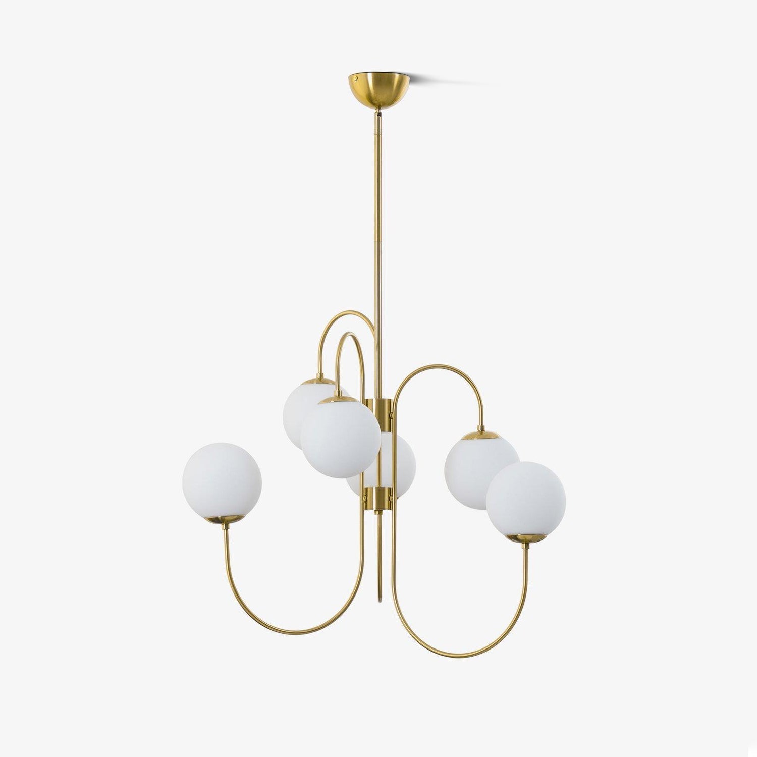 Lustra Chandelier Brass Globe Cluster Curved Arm-Neutral Decor