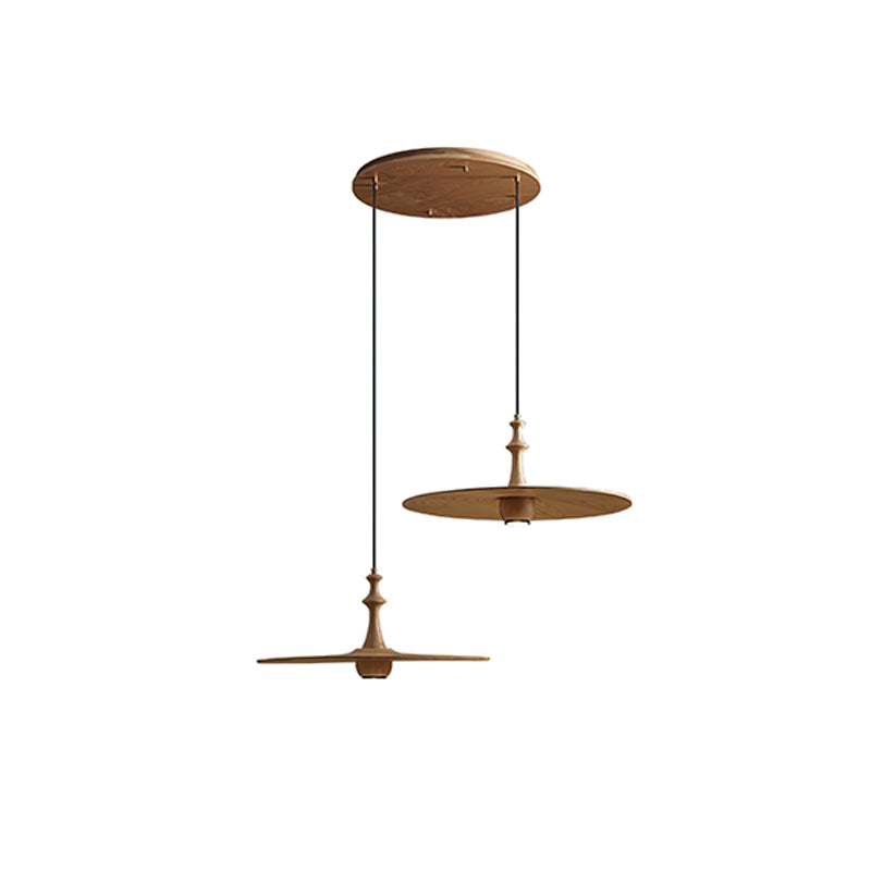 Syrinyra Sculptural Wood Disc Pendant Light-Neutral Decor