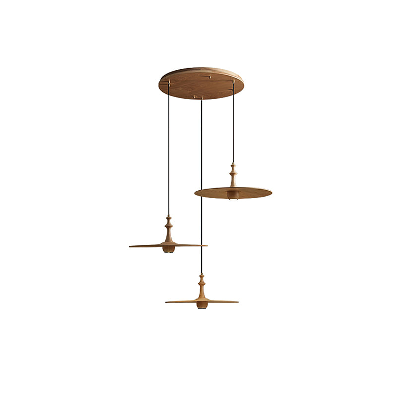 Syrinyra Sculptural Wood Disc Pendant Light-Neutral Decor