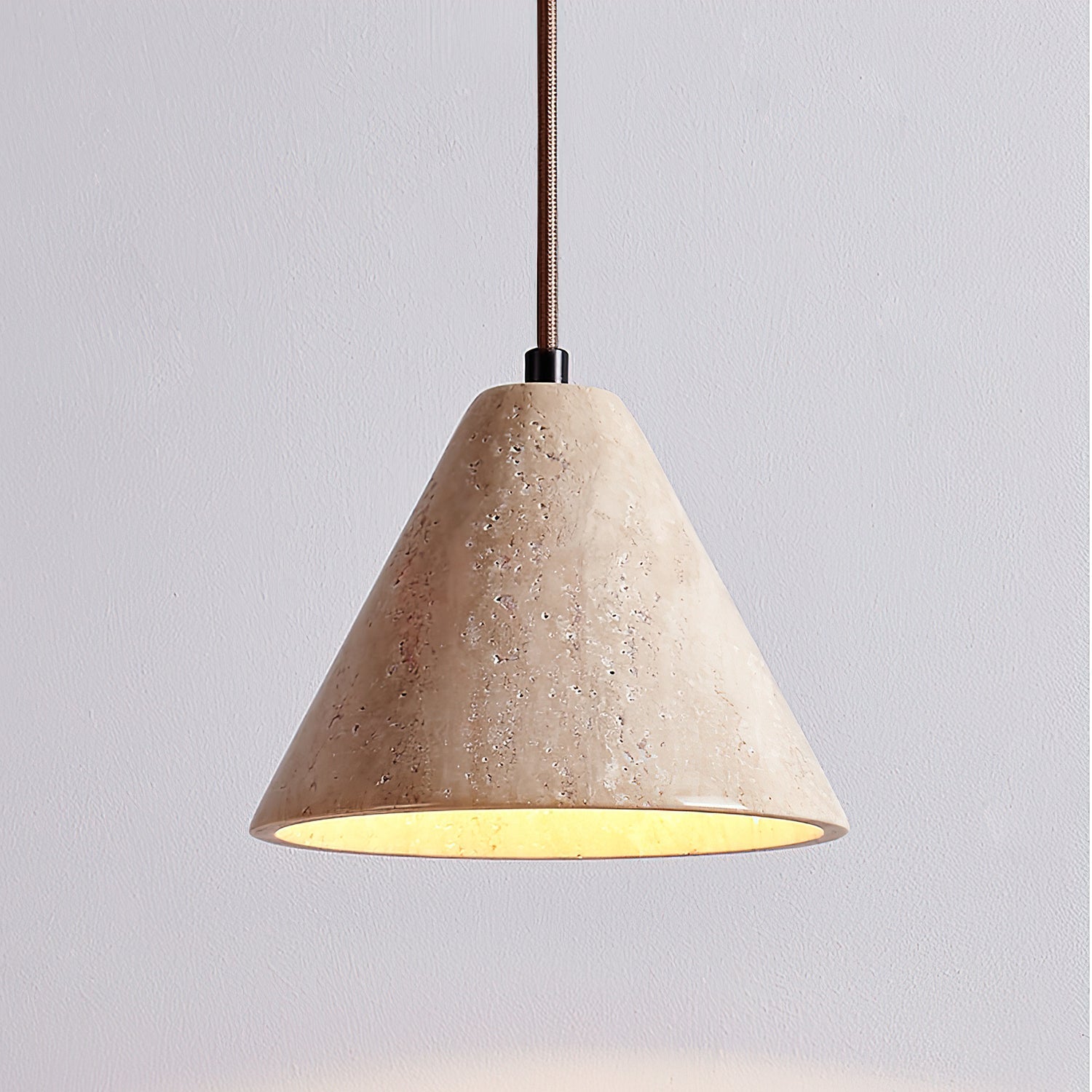 Cezoriel Conical Travertine Pendant Light-Neutral Decor