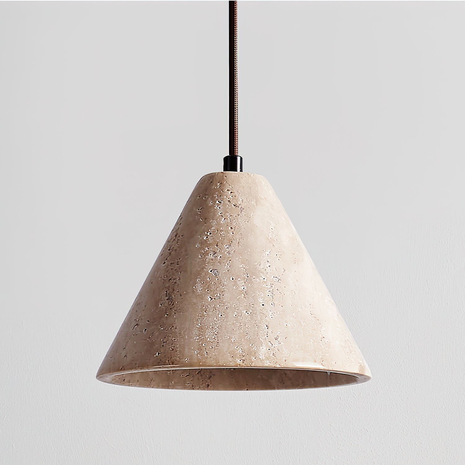 Cezoriel Conical Travertine Pendant Light-Neutral Decor