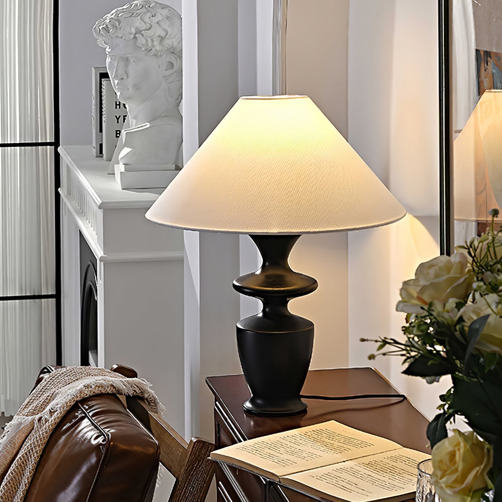 Arius Vintage Wood Table Lamp-Neutral Decor