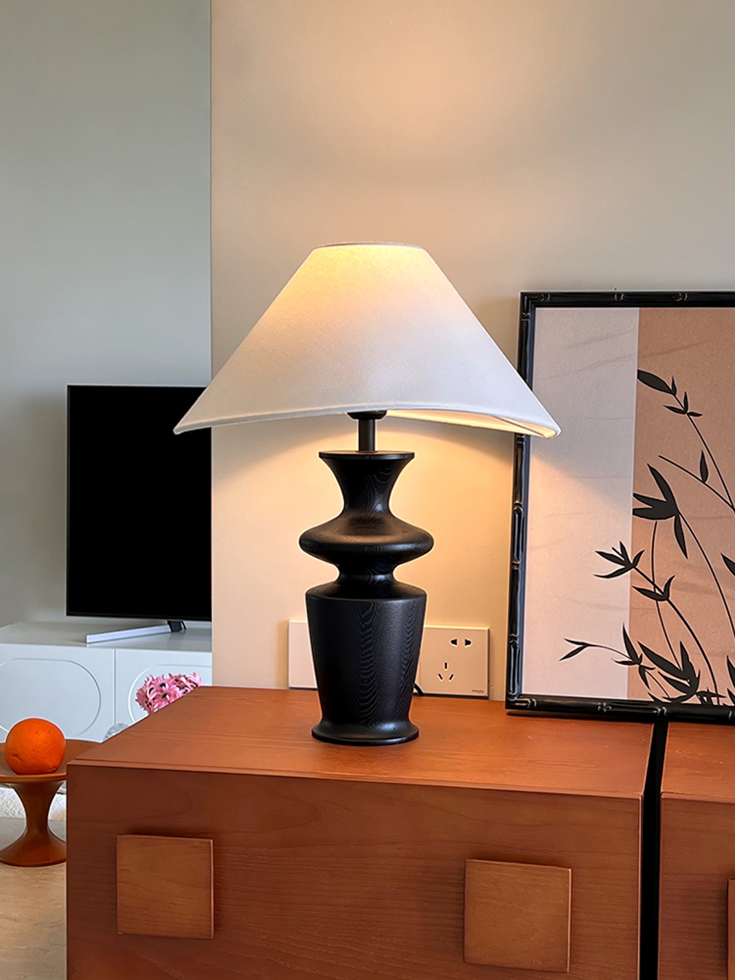 Arius Vintage Wood Table Lamp-Neutral Decor
