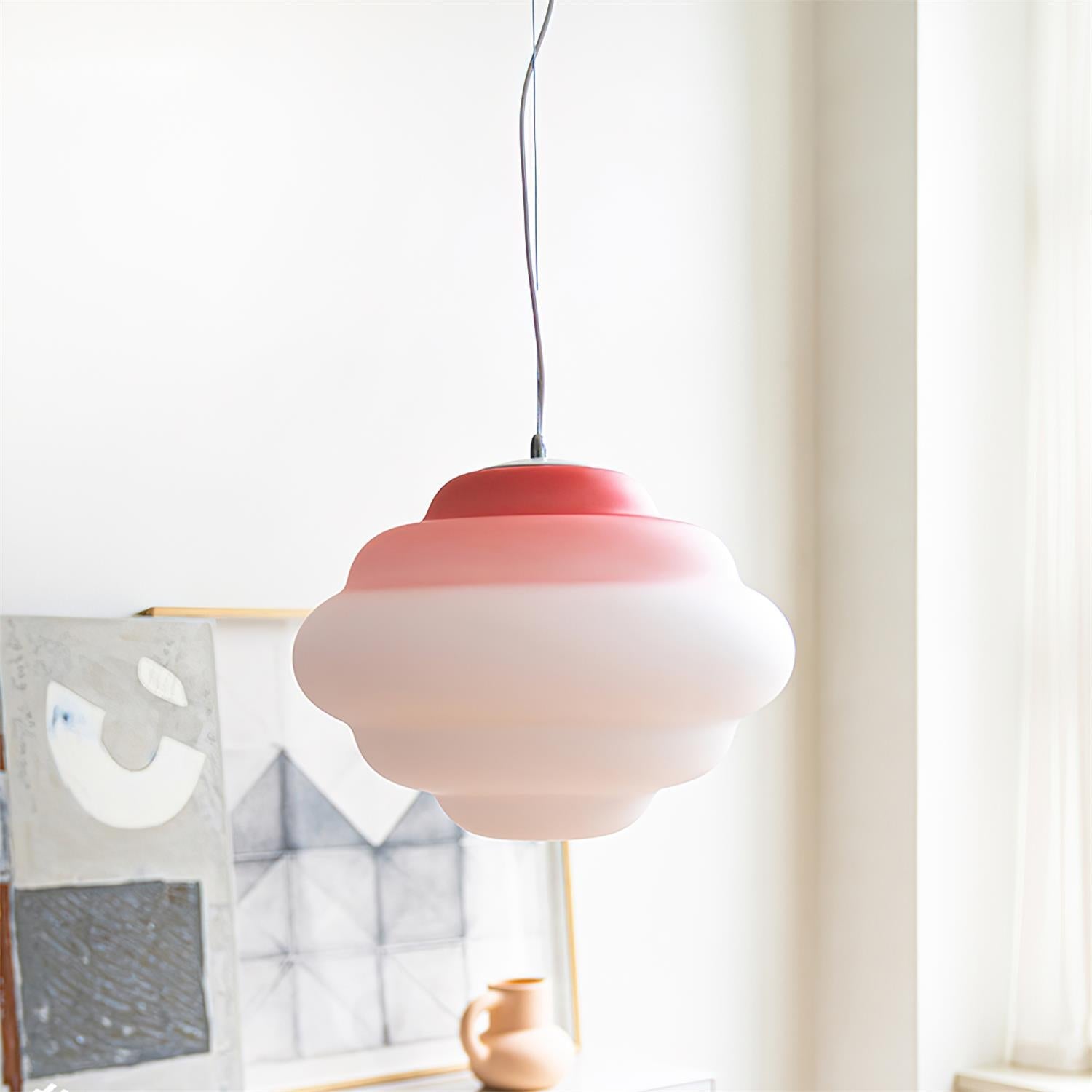 Eurvenara Premium Nordic Art Cloudy Glass Pendant Lamp-Neutral Decor