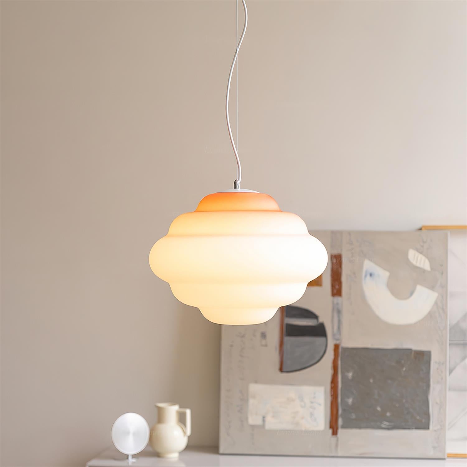 Eurvenara Premium Nordic Art Cloudy Glass Pendant Lamp-Neutral Decor