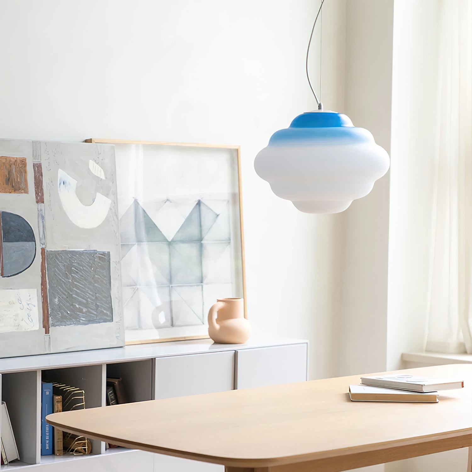 Eurvenara Premium Nordic Art Cloudy Glass Pendant Lamp-Neutral Decor