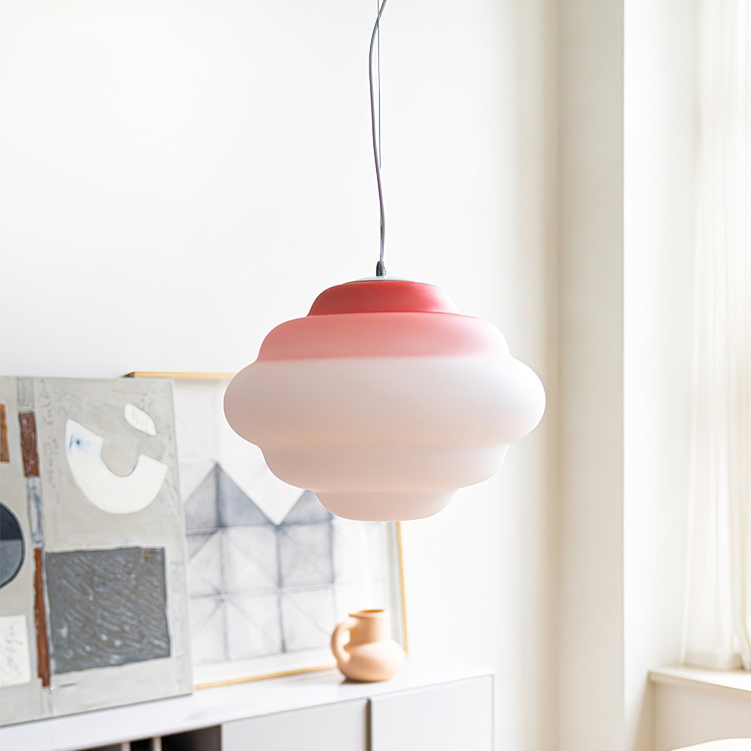 Eurvenara Premium Nordic Art Cloudy Glass Pendant Lamp-Neutral Decor