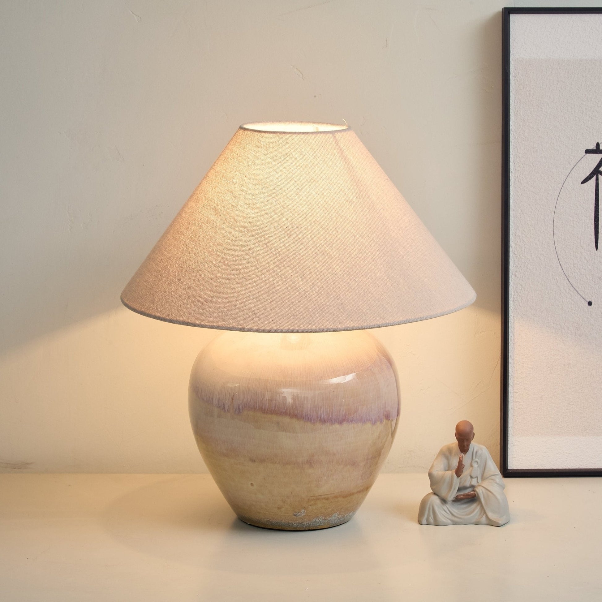 Gradient Hued Ceramic Jar Table Lamp-Neutral Decor