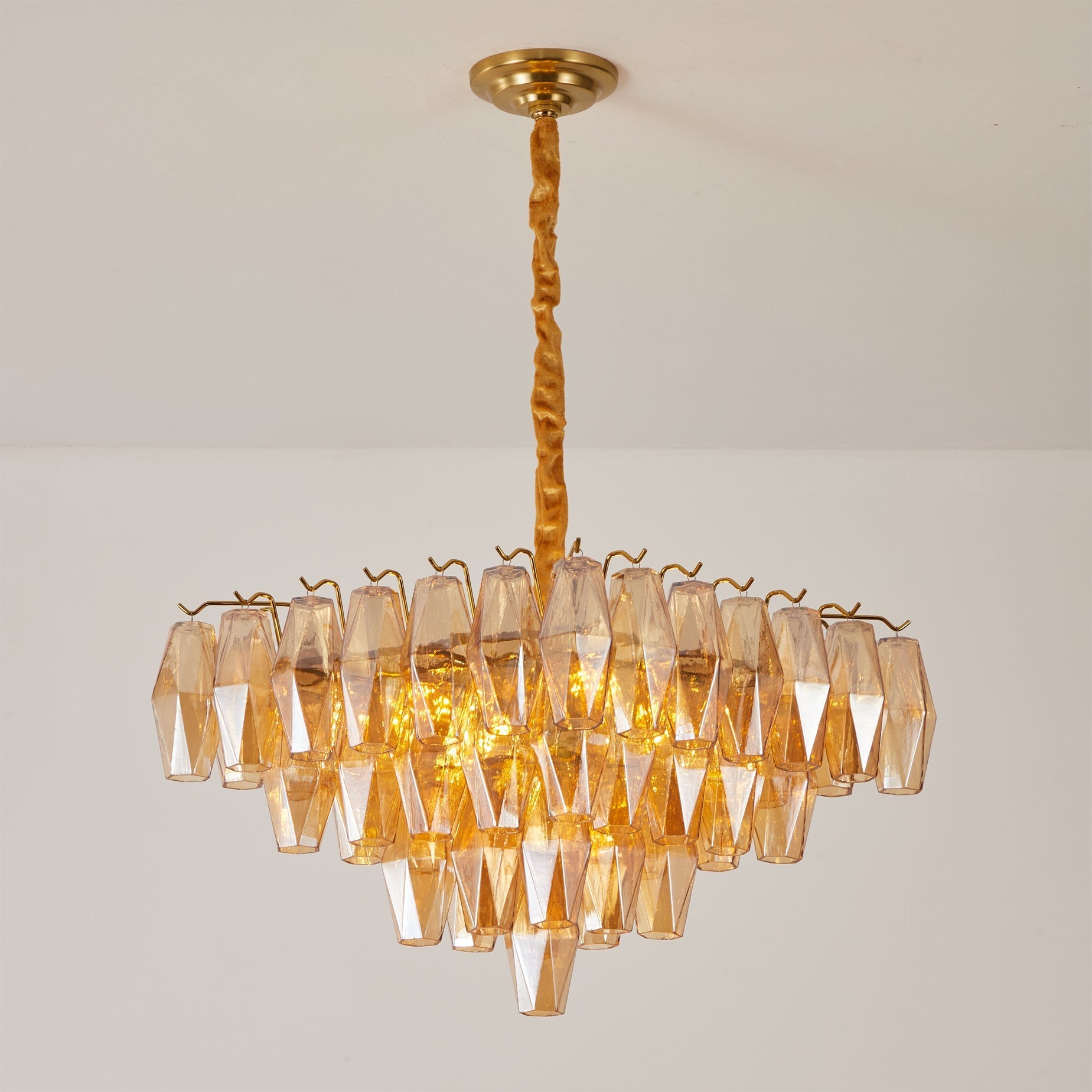 Purple glass version of the Gramercy Diamond Chandelier.