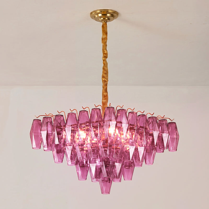 Angled view showing the depth and layers of the chandelier.
