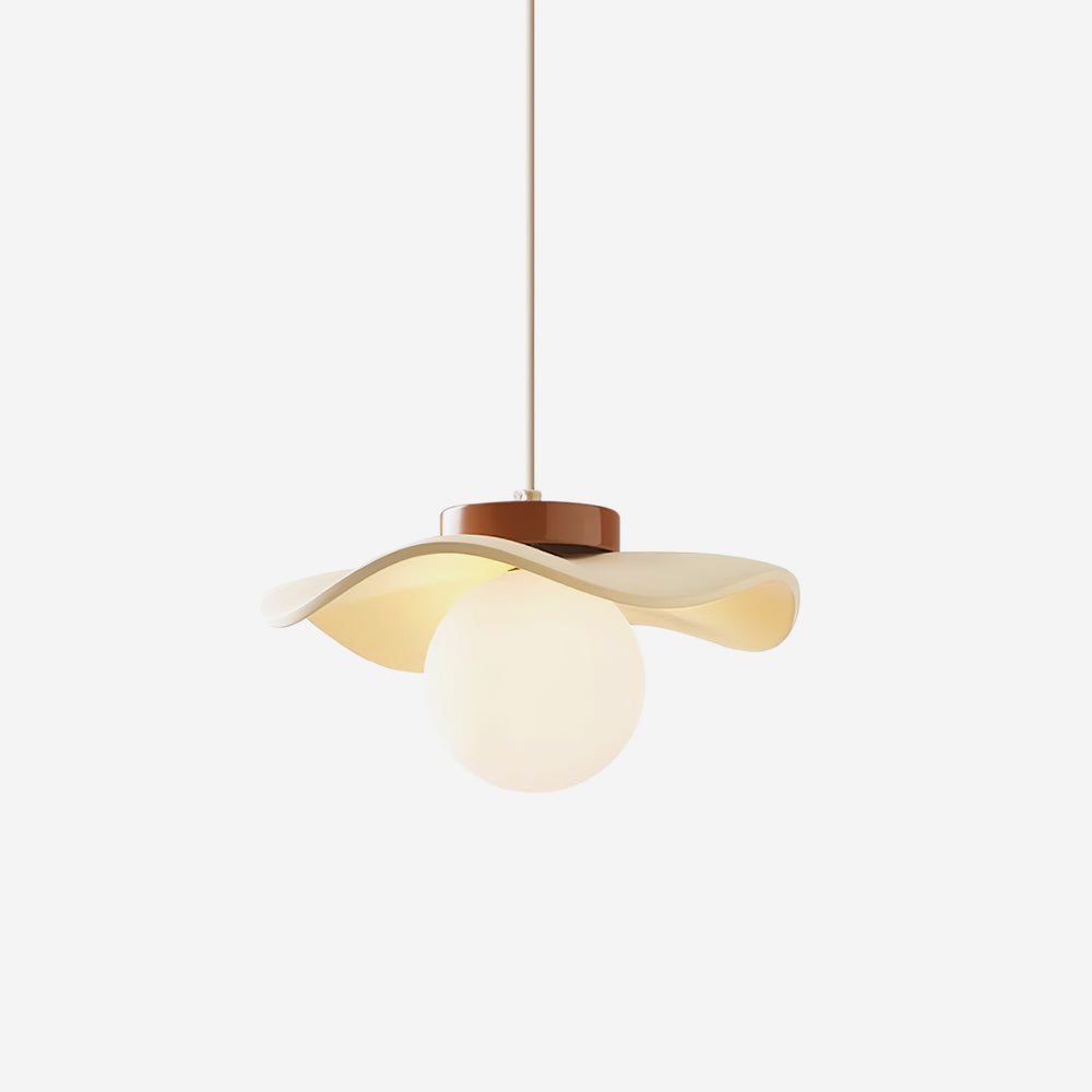 Pendant Lamp Glass and Metal Wavy Shade Sculptural Minimalist Accent