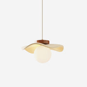 Pendant Lamp Glass and Metal Wavy Shade Sculptural Minimalist Accent
