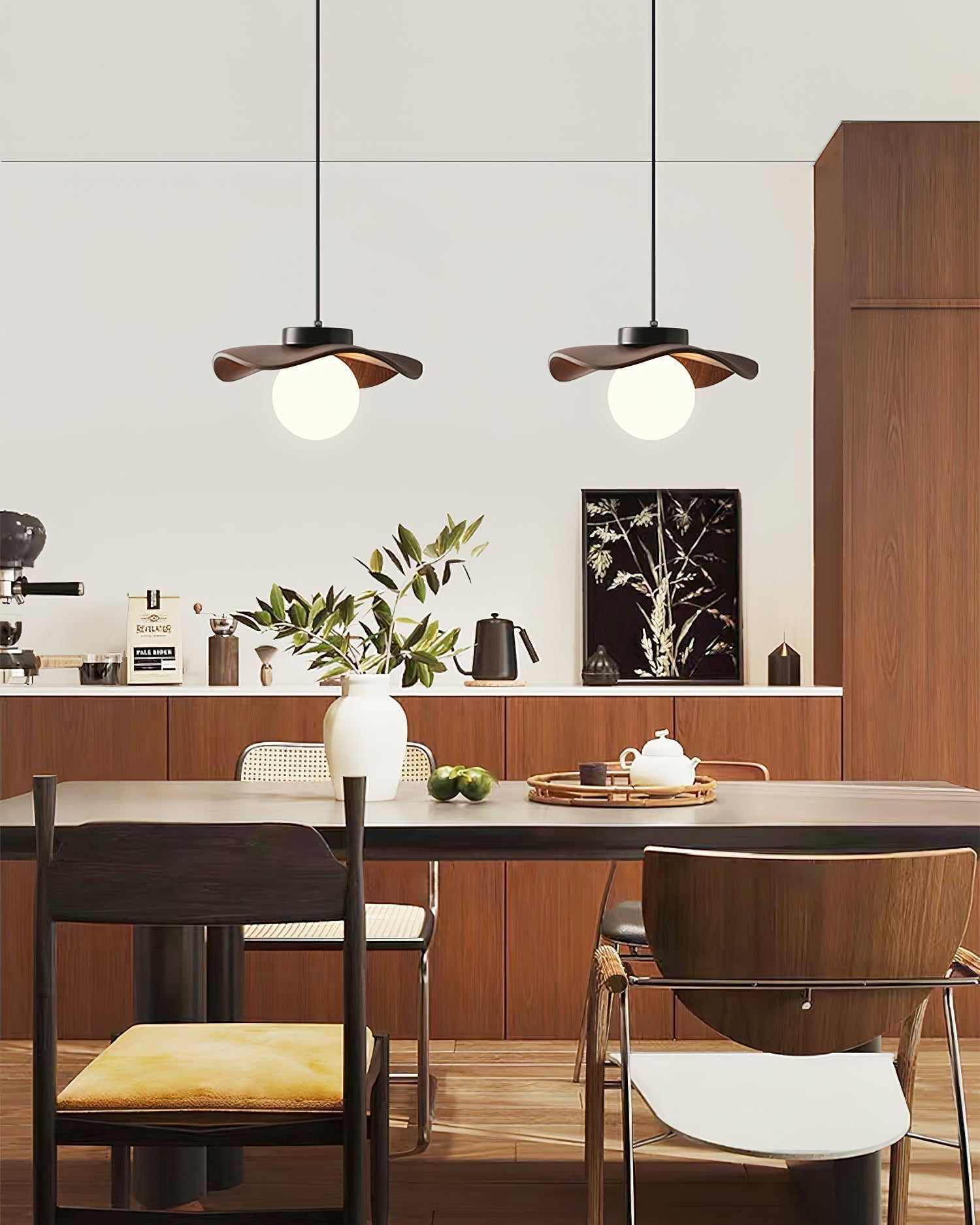 Pendant Lamp Glass and Metal Wavy Shade Sculptural Minimalist Accent