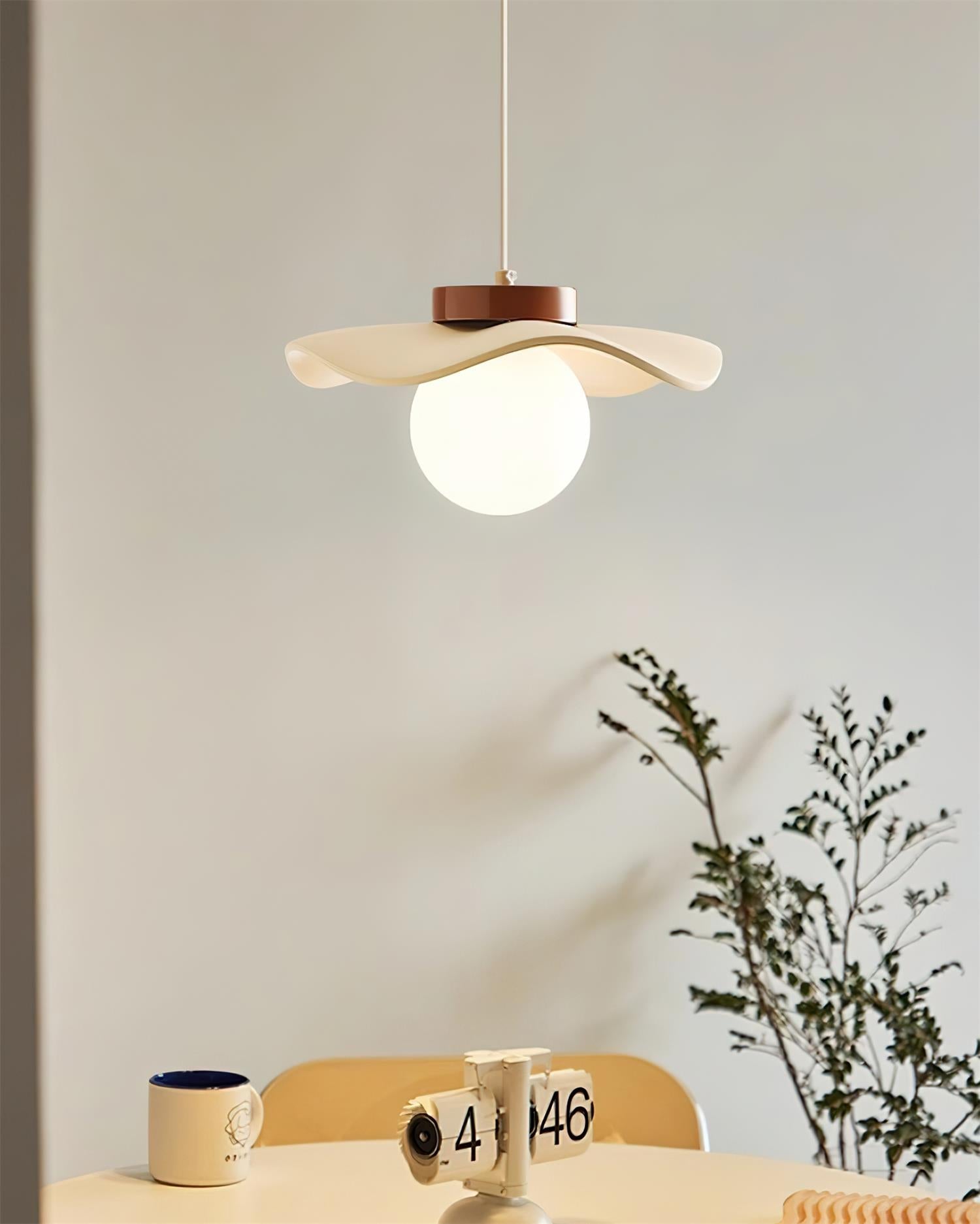 Pendant Lamp Glass and Metal Wavy Shade Sculptural Minimalist Accent