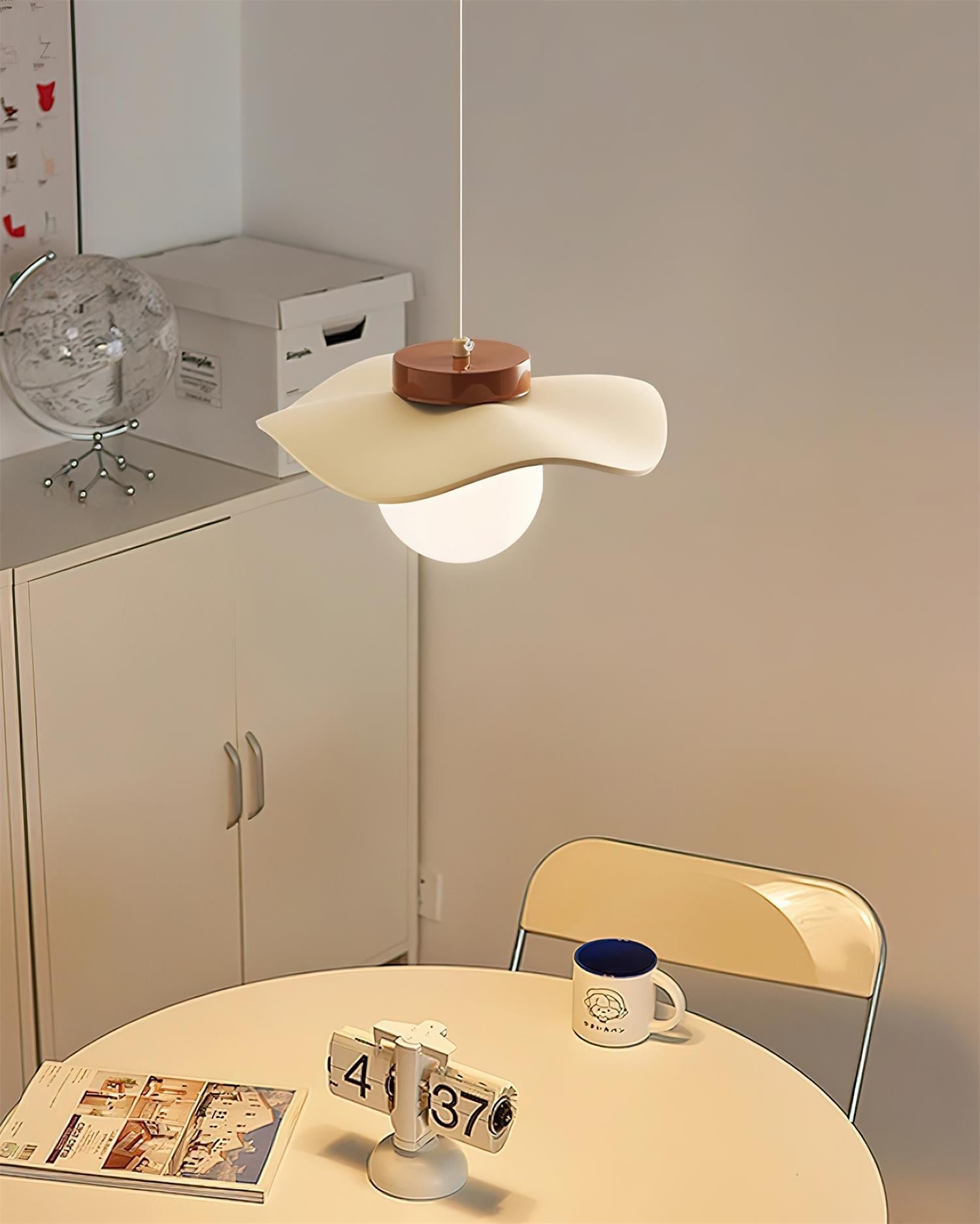 Pendant Lamp Glass and Metal Wavy Shade Sculptural Minimalist Accent