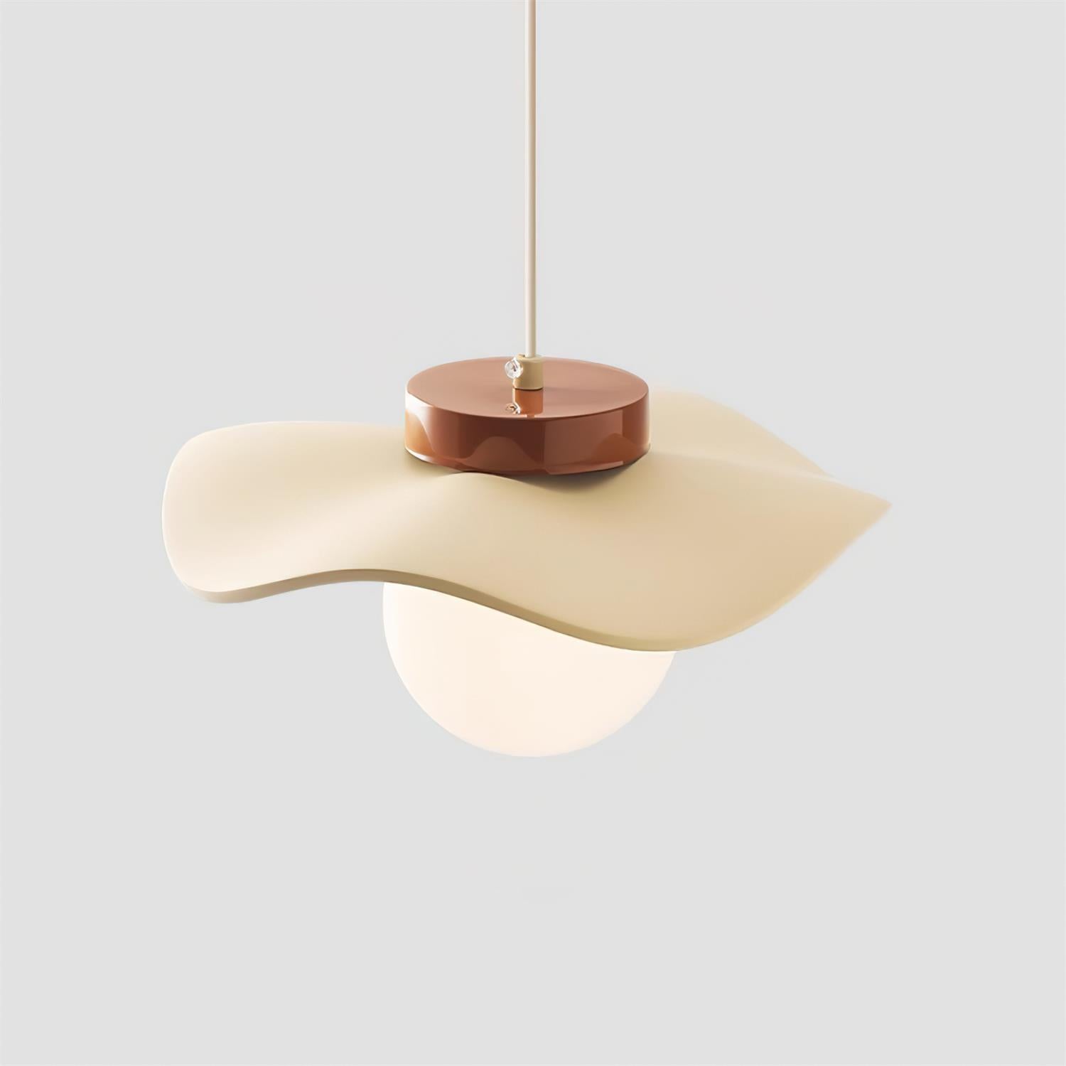 Pendant Lamp Glass and Metal Wavy Shade Sculptural Minimalist Accent