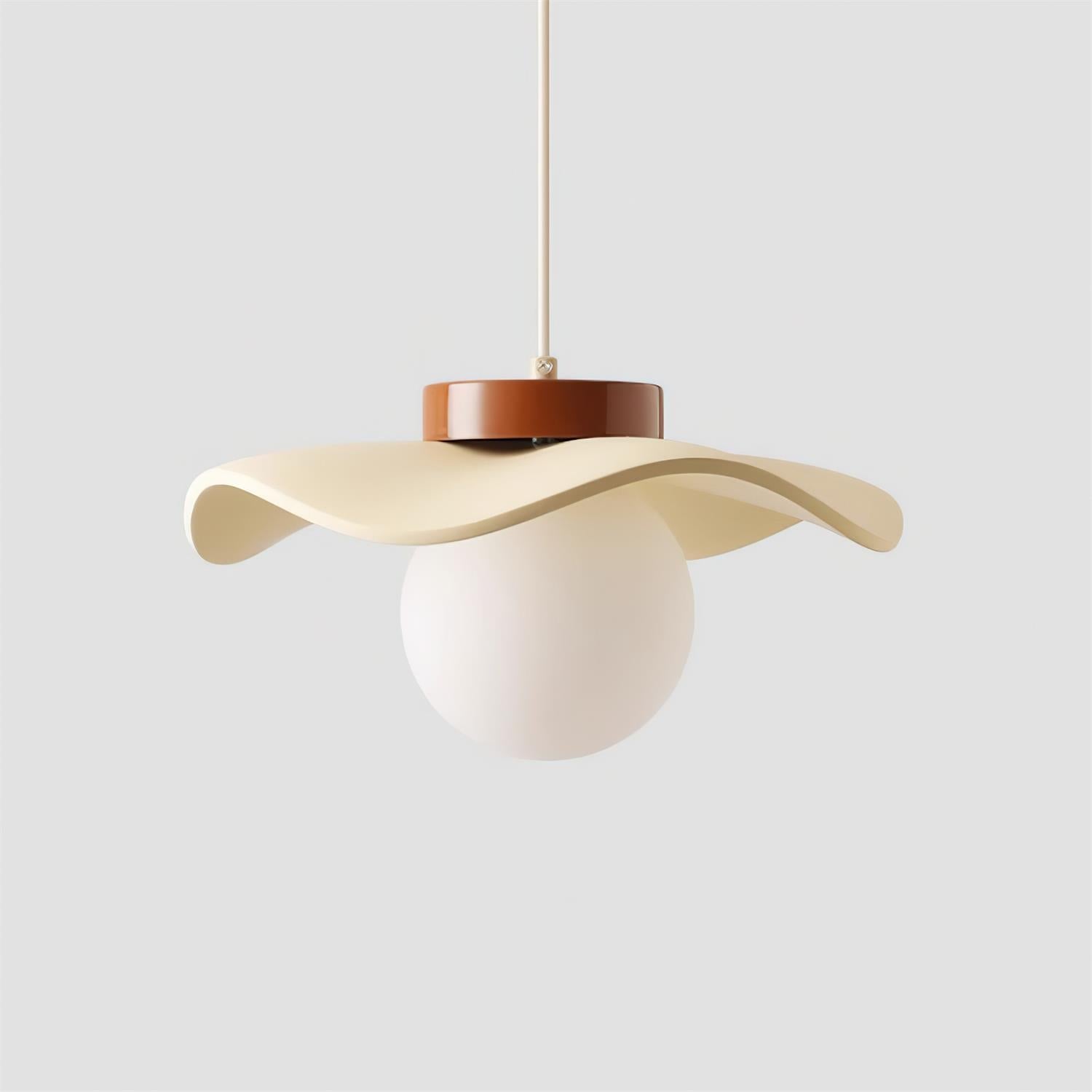 Pendant Lamp Glass and Metal Wavy Shade Sculptural Minimalist Accent