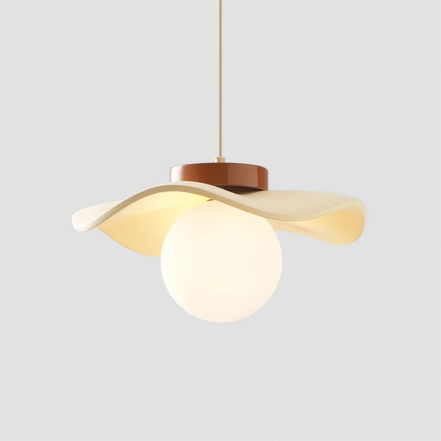 Pendant Lamp Glass and Metal Wavy Shade Sculptural Minimalist Accent