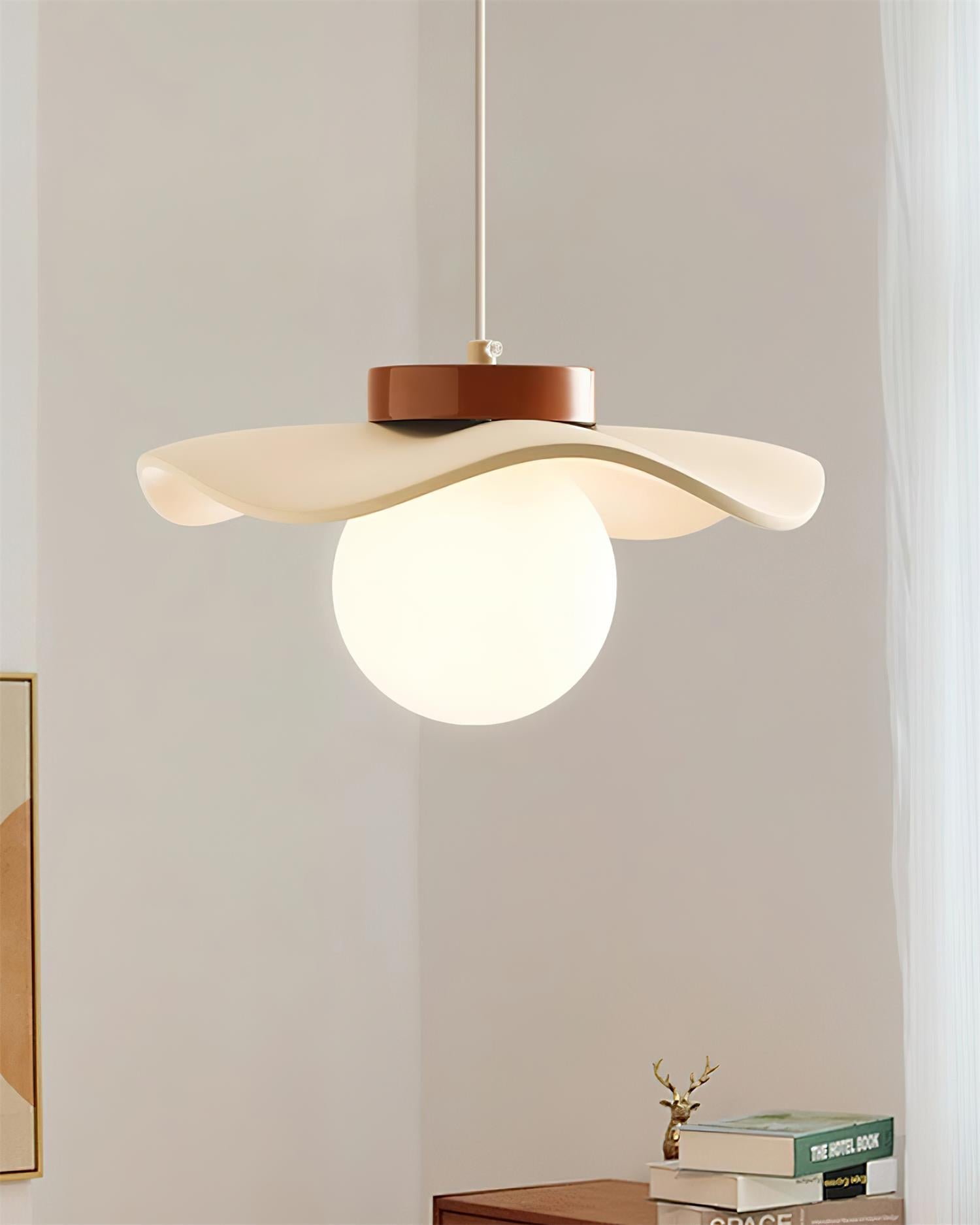 Pendant Lamp Glass and Metal Wavy Shade Sculptural Minimalist Accent