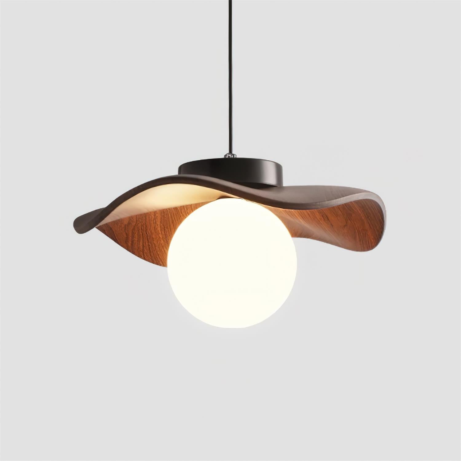 Pendant Lamp Glass and Metal Wavy Shade Sculptural Minimalist Accent