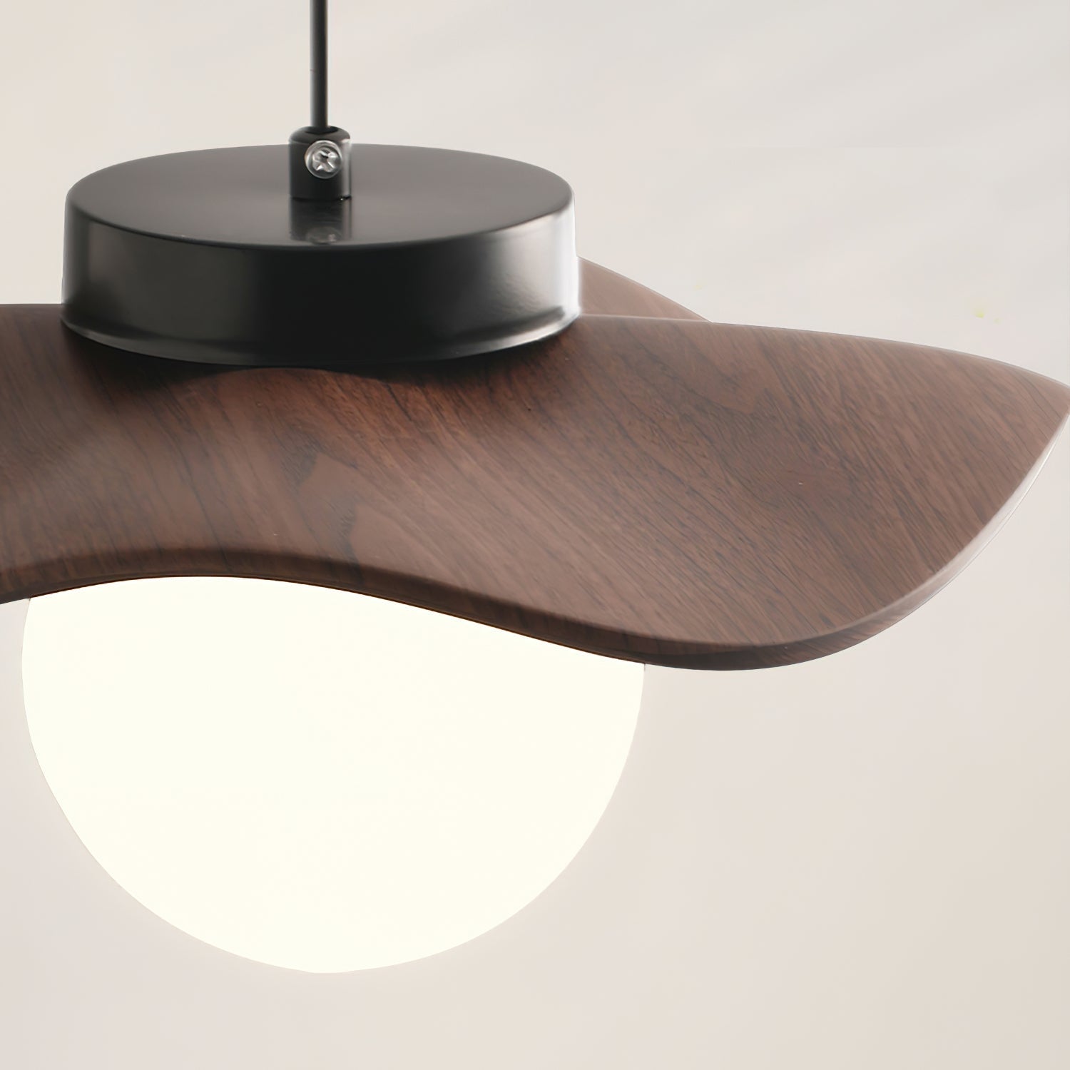 Pendant Lamp Glass and Metal Wavy Shade Sculptural Minimalist Accent