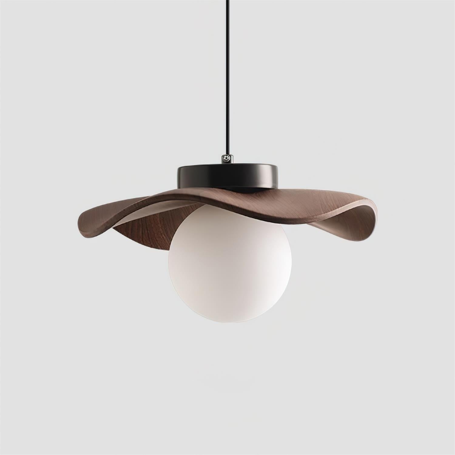 Pendant Lamp Glass and Metal Wavy Shade Sculptural Minimalist Accent