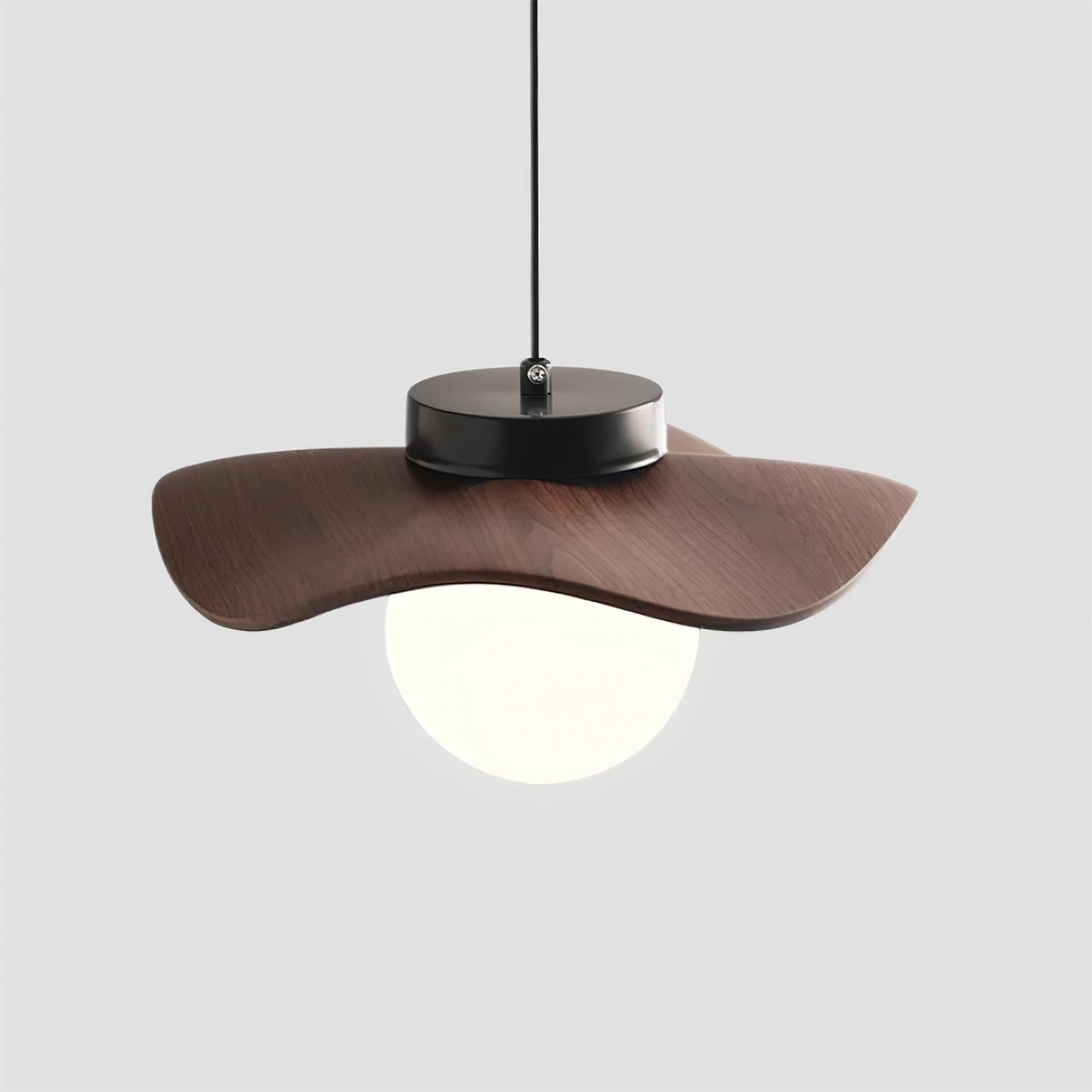 Pendant Lamp Glass and Metal Wavy Shade Sculptural Minimalist Accent