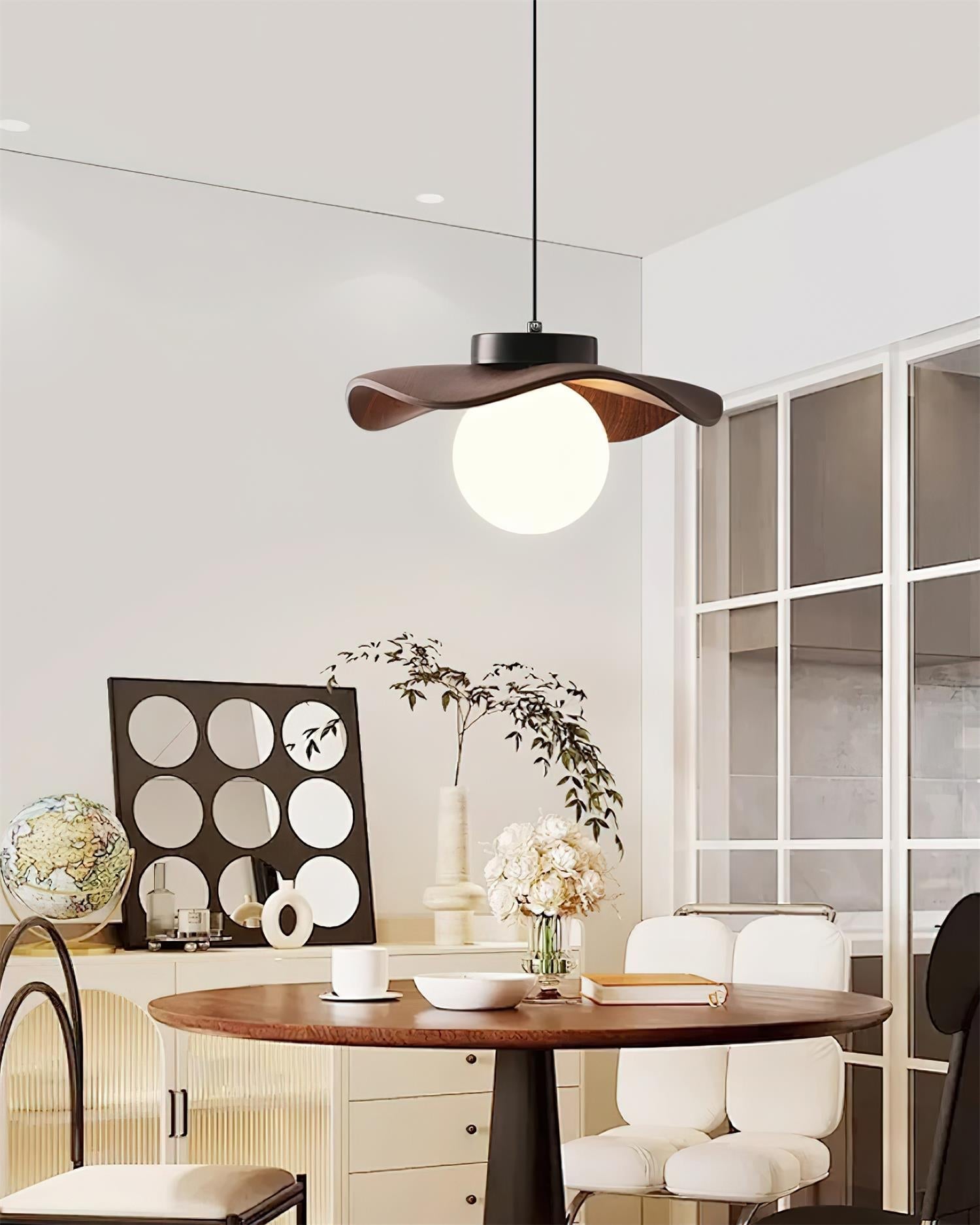 Pendant Lamp Glass and Metal Wavy Shade Sculptural Minimalist Accent