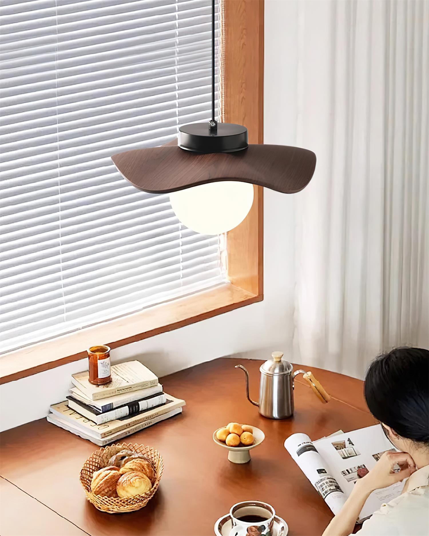 Pendant Lamp Glass and Metal Wavy Shade Sculptural Minimalist Accent
