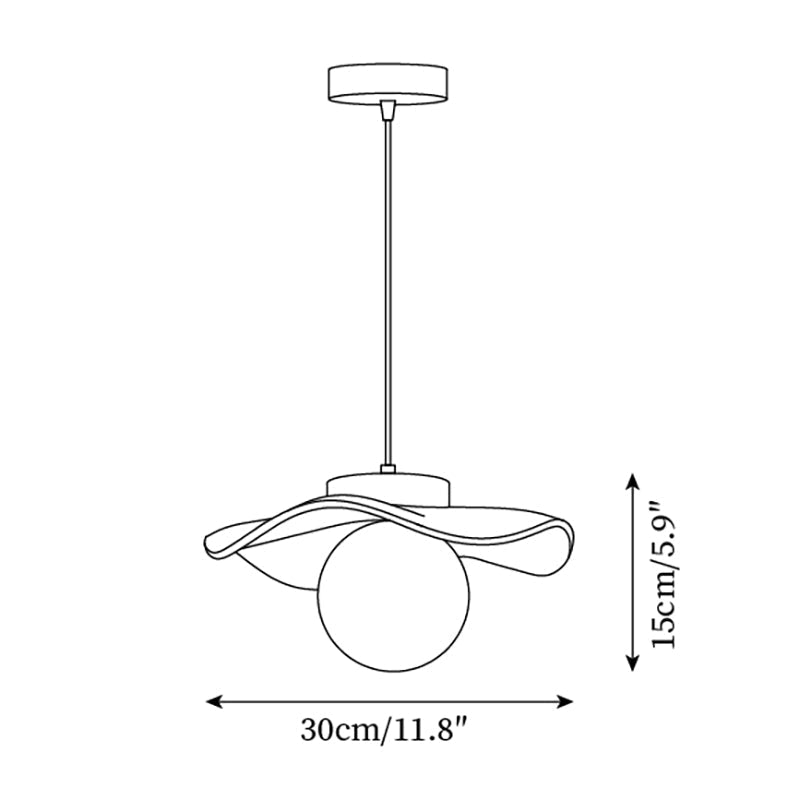 Pendant Lamp Glass and Metal Wavy Shade Sculptural Minimalist Accent