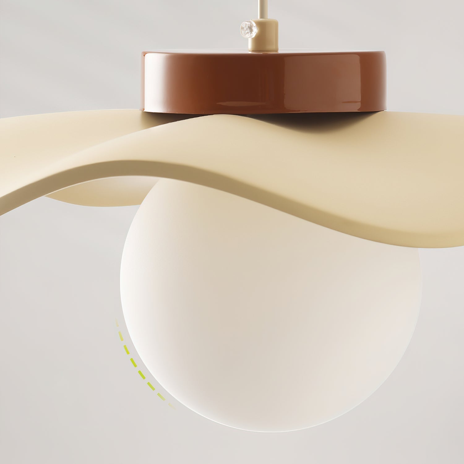 Pendant Lamp Glass and Metal Wavy Shade Sculptural Minimalist Accent