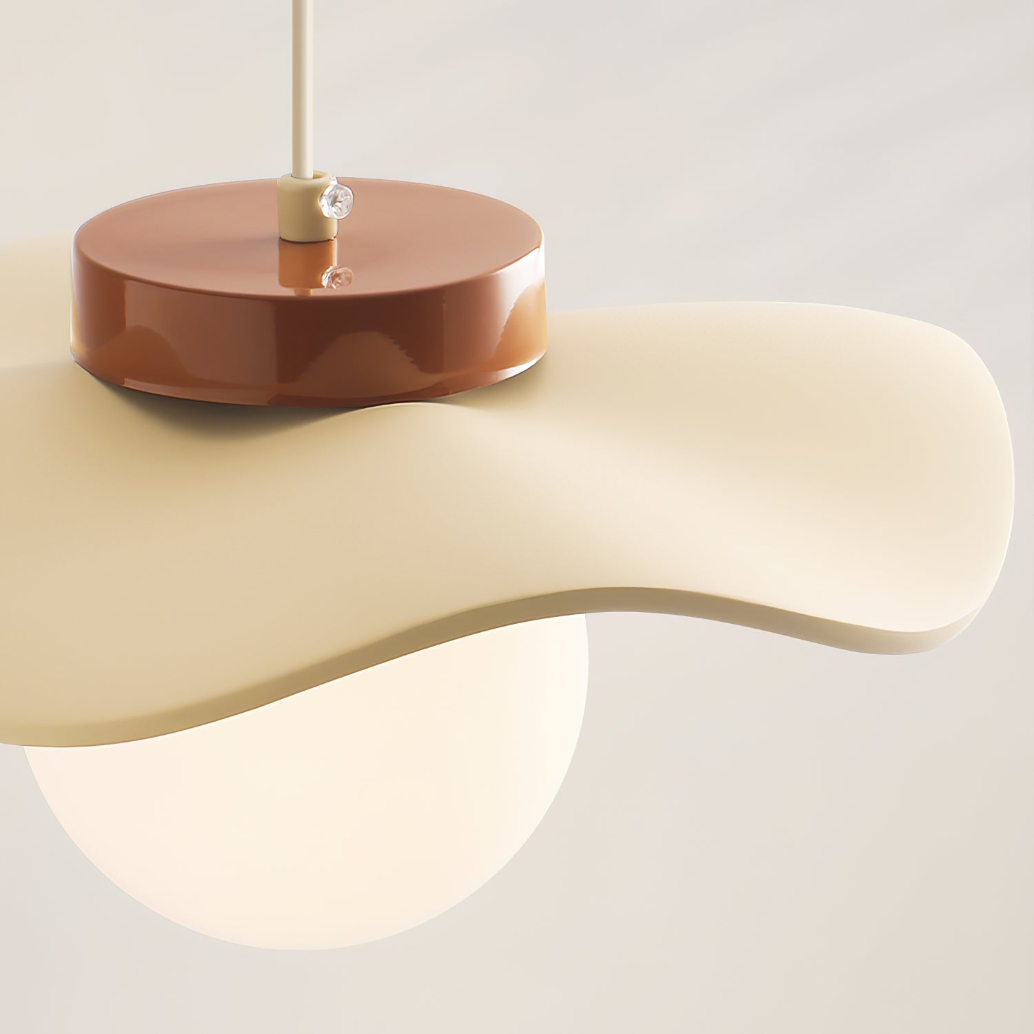 Pendant Lamp Glass and Metal Wavy Shade Sculptural Minimalist Accent