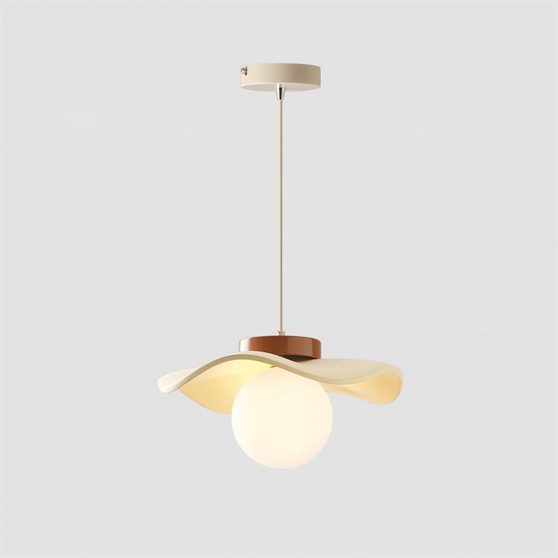 Pendant Lamp Glass and Metal Wavy Shade Sculptural Minimalist Accent