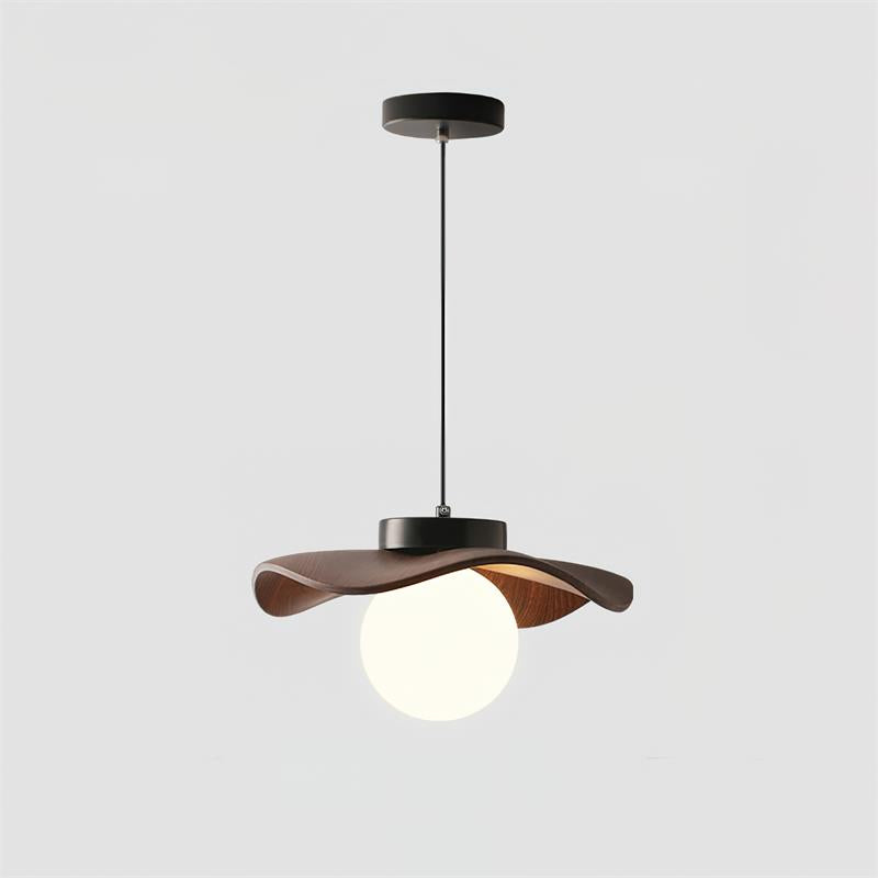 Pendant Lamp Glass and Metal Wavy Shade Sculptural Minimalist Accent