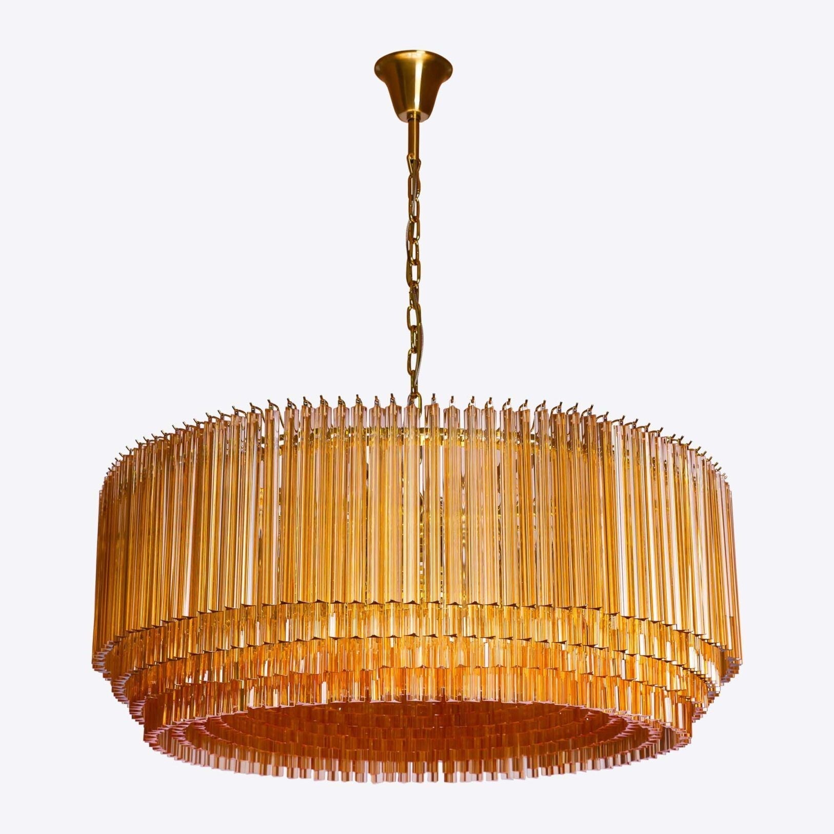 Maren Chandelier Amber Drum Glass-Neutral Decor