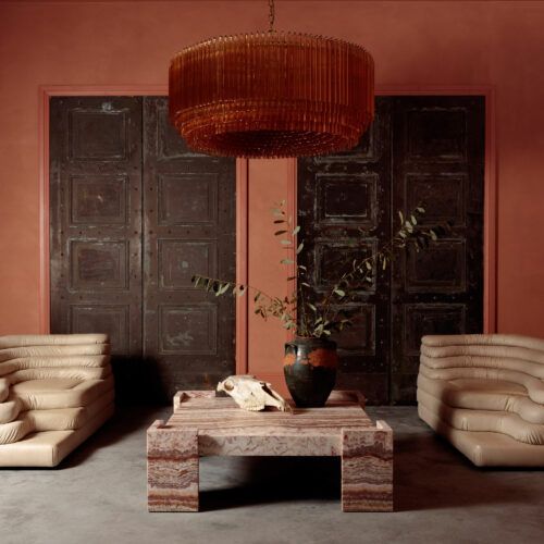 Maren Chandelier Amber Drum Glass-Neutral Decor
