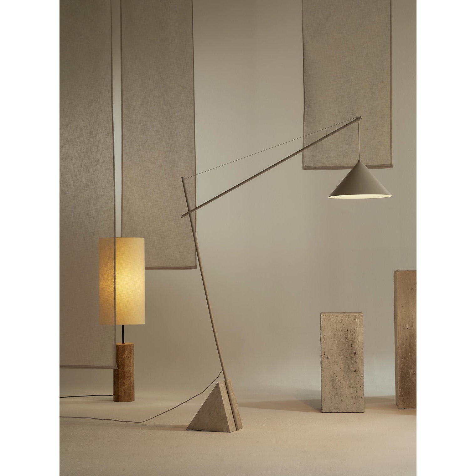 Another angle of the floor lamp in a minimalist interior.
