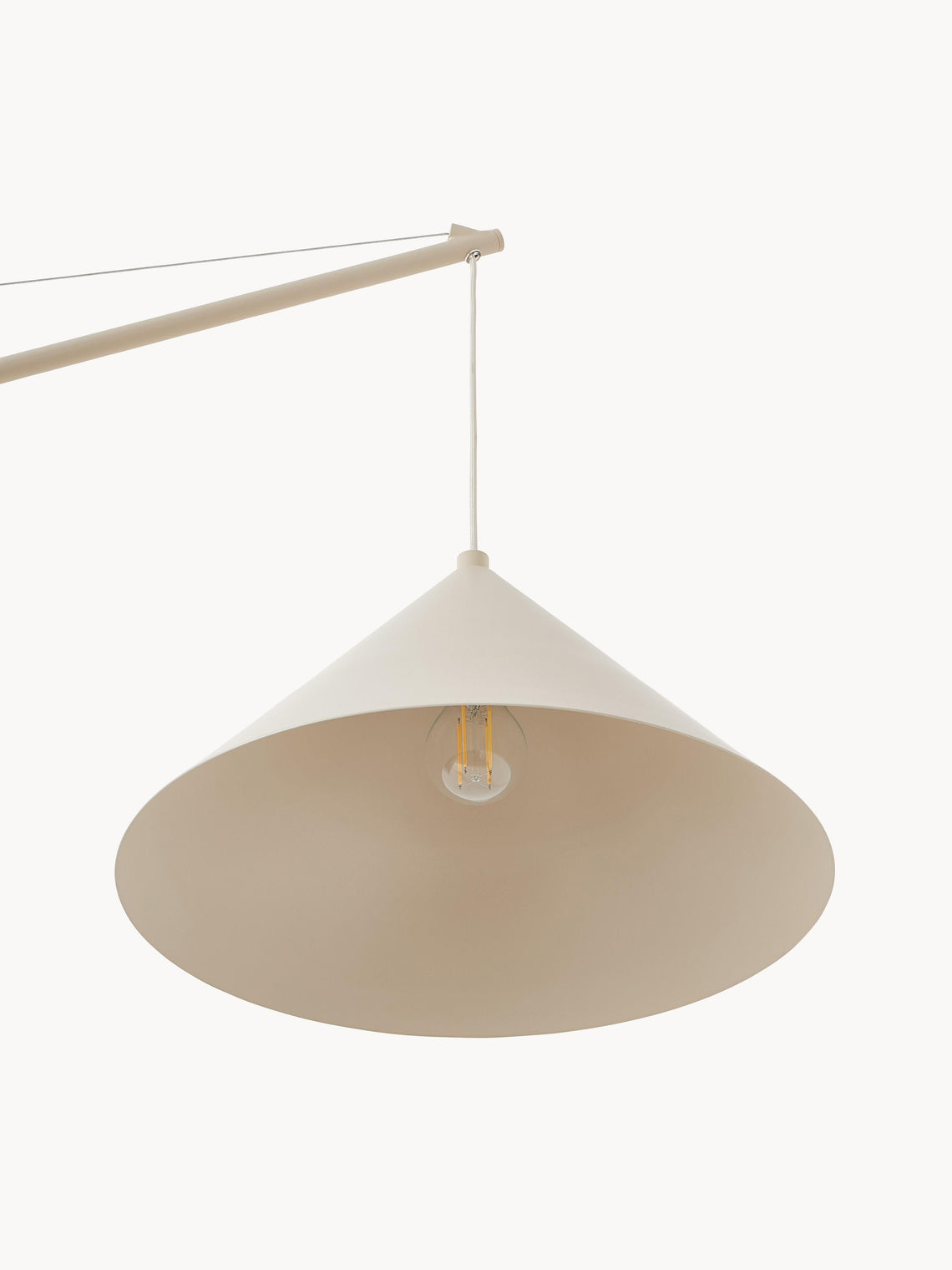 Full view of the Grande Travertine Floor Lamp against a white wall.