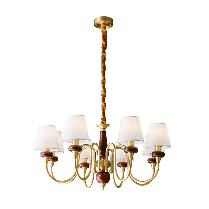 Zovena Classic Elegance Vintage Fabric Wood Chandelier-Neutral Decor