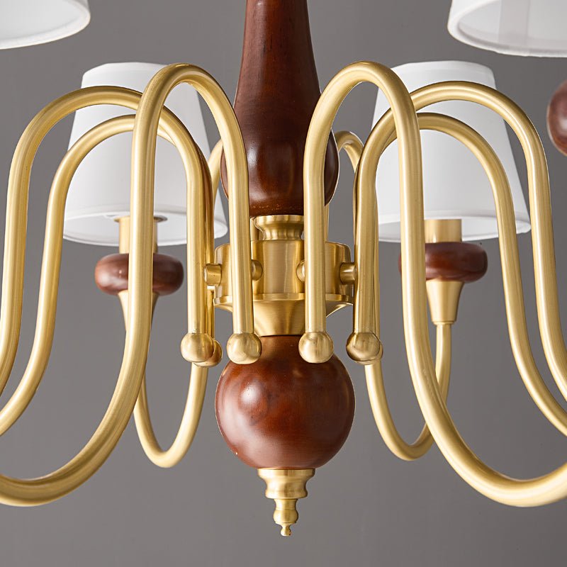 Zovena Classic Elegance Vintage Fabric Wood Chandelier-Neutral Decor